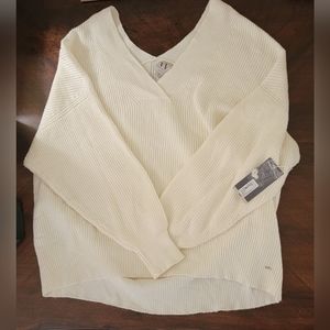 WORTHINGTON | V Neck Cream Colored Sweater Size 2X